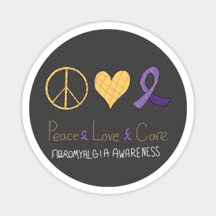 Peace Love Care Fibromyalgia Awareness Magnet